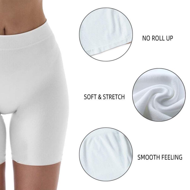 MELERIO Women's Slip Shorts, Comfortable Boyshorts Panties, Anti-Chafing Spandex Shorts for Under Dressï¼ˆWhite-XL - Image 4